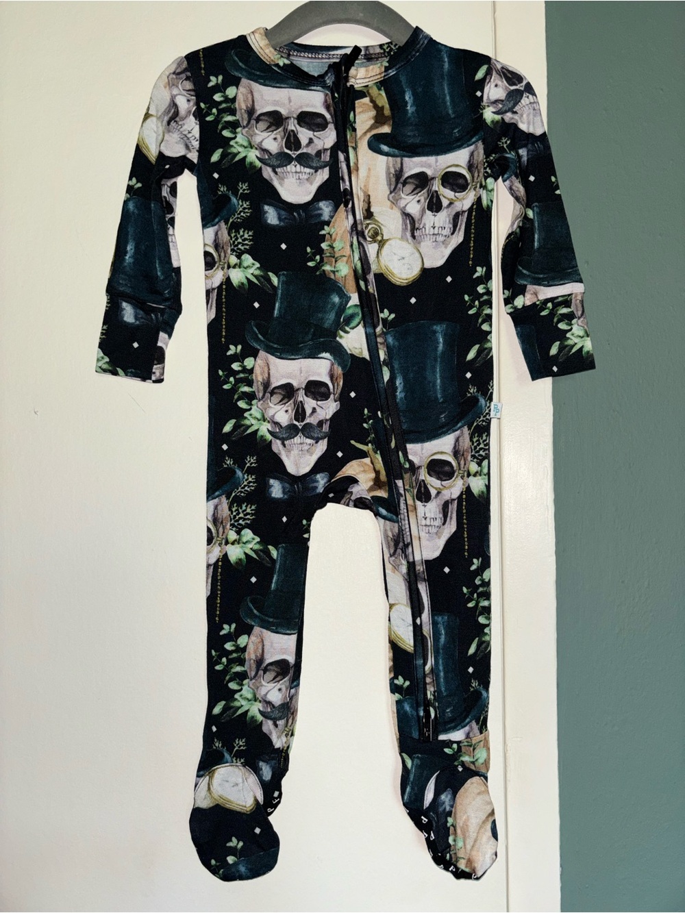 Posh Peanut Theodore Skull Piece Footie size 6-9m